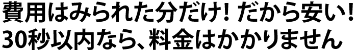 費用はみられた分だけ！だから安い！30秒以内なら、料金はかかりません